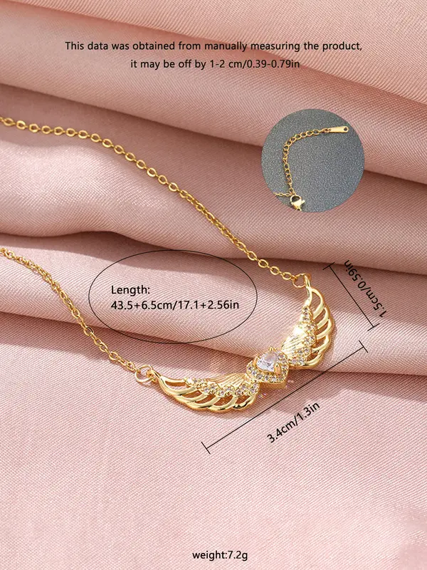 Fashion Angel Wing Design Pendant Necklace for Women & Girls, Fashion Jewelry for Party, Daily Clothing Decor, Trendy All-match & Exquisite Jewelry for Birthday Gift 1