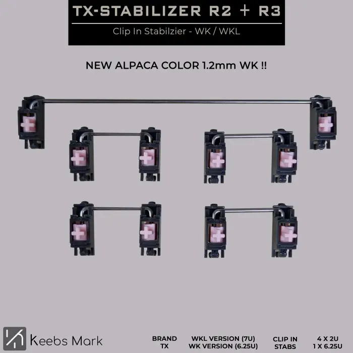 TX - Stabilizer Clip in Mechanical Keyboard - WKL, White 1.2mm 0