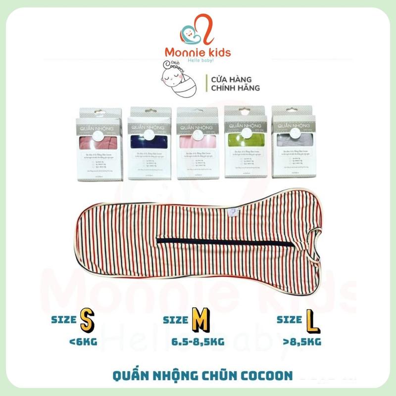 Quấn nhộng chũn cho bé COCOON size S M L quấn nhộng ngủ cotton thoáng mát - Monnie Kids