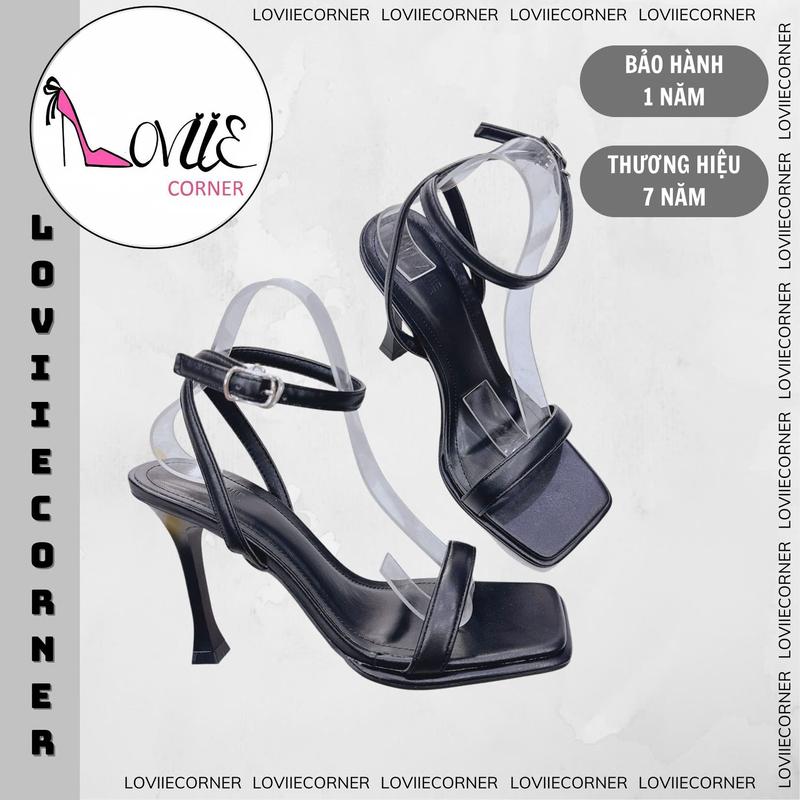 LOVIIECORNER - GIÀY CAO GÓT SANDAL NỮ - GIÀY QUAI NGANG MẢNH MŨI VUÔNG - SANDANL NỮ HỞ HẬU CÓ KHÓA CÀI HIỆN ĐẠI - GIÀY NỮ THỜI TRANG GÓT LOE 9 PHÂN - G220917