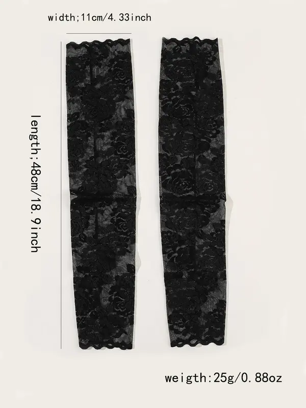 Women's Summer 2024 Fashion Lace Flower Design Arm Sleeves, Elegant Sun Protection Gloves for Women & Girls, Fashion Gloves for Party, Daily Clothing Decor 1