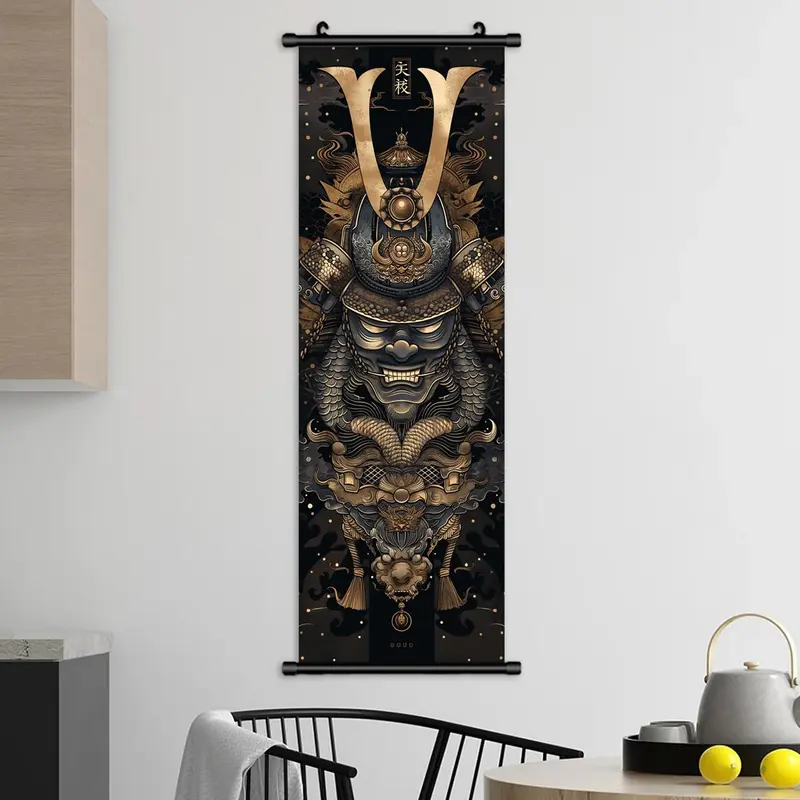 Samurai Pattern Hanging Picture, 1/4counts Creative Modern Wall Hanging Decor, Wall Art Decor for Home Living Room Bedroom, Room Decor, Home Decor 8