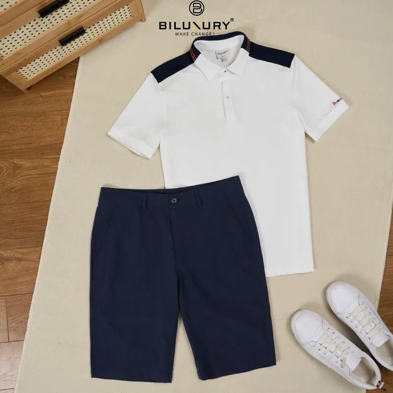 Áo Polo Biluxury Cao Cấp Vải Recycle Thân Thiện Với Da 8APCT432TRK Form Body Fit Ôm Vừa Người Menswear Nam Có Cổ Tay Ngắn Shirt 2