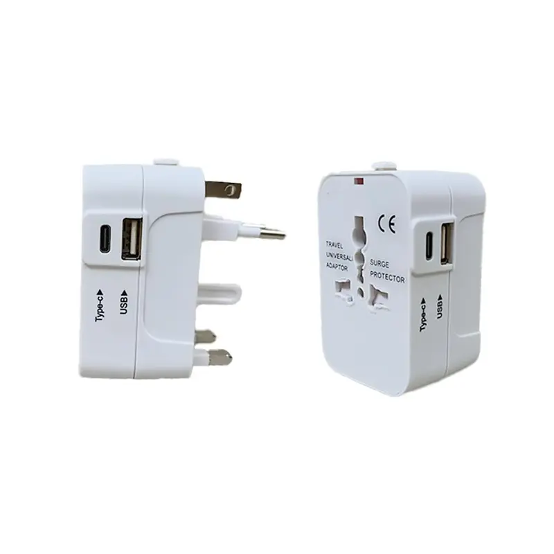 Travel Adapter, Universal Travel Plug Adapter (1 Count), Type-C & USB Port Travel Adapter, Travel Plug Adapter for Home Office Travel, Socket, Portable, Charging 0