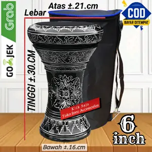 Darbuka Kayu Atau Dumbuk Mini 6 Inch Hitam Silver Power Beat