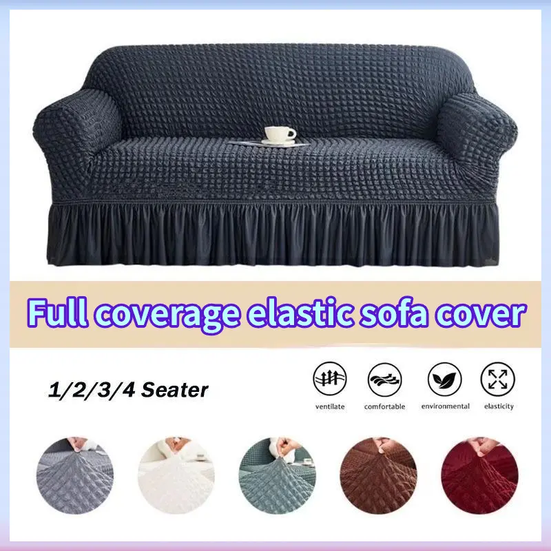 1/2/3/4 Seat Sofa Cover Thickened Skirt Sofa Cover Universal All Inclusive Stretch Universal Washable Living Room Furniture Sofa Protective Cover sarung sofa