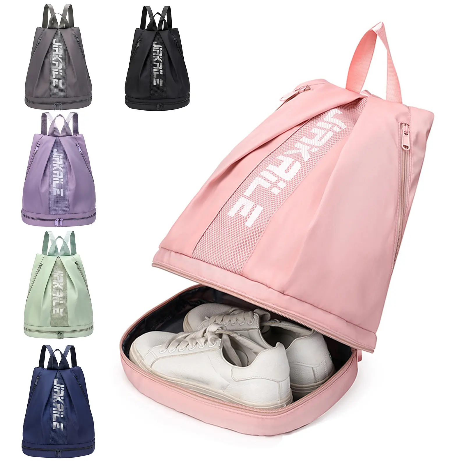 Beg Gim Ransel, dengan Petak Kasut, Tali Bahu Boleh Laras, Penutupan Zip, Kapasiti Besar, Beg Sandang, Mudah Alih, Untuk Wanita dan Gadis, Sesuai untuk Sukan Luar dan Perjalanan, Aksesori Sukan, [TI]
