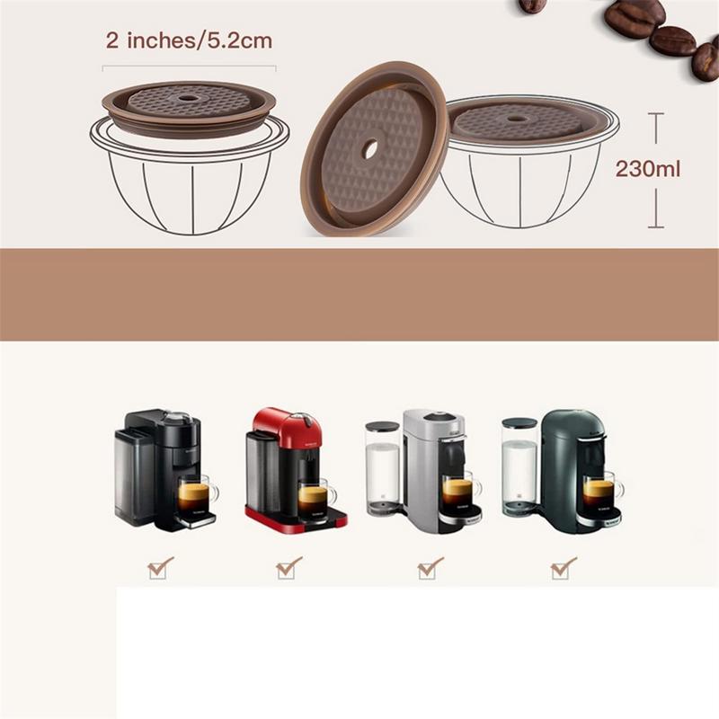 4Pcs Coffee Capsule Lids, Food Grade Silicone Caps for Nespresso Vertuo Pods, Vertuo Pod Lid for Refillable Nespresso 1