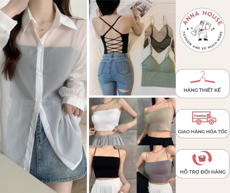 ( Sơ mi và áo bra ) ÁO SƠ MI VOAN TƠ MỎNG KÈM ÁO 2 DÂY, SET ĐỒ ĐI BIỂN ÁO KHOÁC VOAN TƠ GIẤY TRONG SUỐT KÈM 2 DÂY Top Nữ Shirt Annaa House , Top big size , Top Women , set xinh mặc đi biển