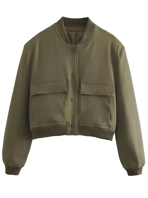 Women's Fitted Pocket Button Front Stand Collar Jacket, Utah Girl Outfits, Casual Drop Shoulder Long Sleeve Outerwear for Fall & Winter, Jackets Lady Coats, Holiday Evening Outfits 2024, School Essentials, Clubbing Tops Modest Outfits 8