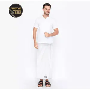 [Garansi Original] Sarung BHS Cosmo PPN Silver Motif K26 Warna Putih Polos Tumpal Kembang SELVEDGE JACQUARD