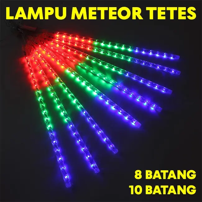 COD Lampu Meteor LED Hujan 50cm RGB 1 set 8 Batang 10 Batang lampu  taman  outdoor 8
