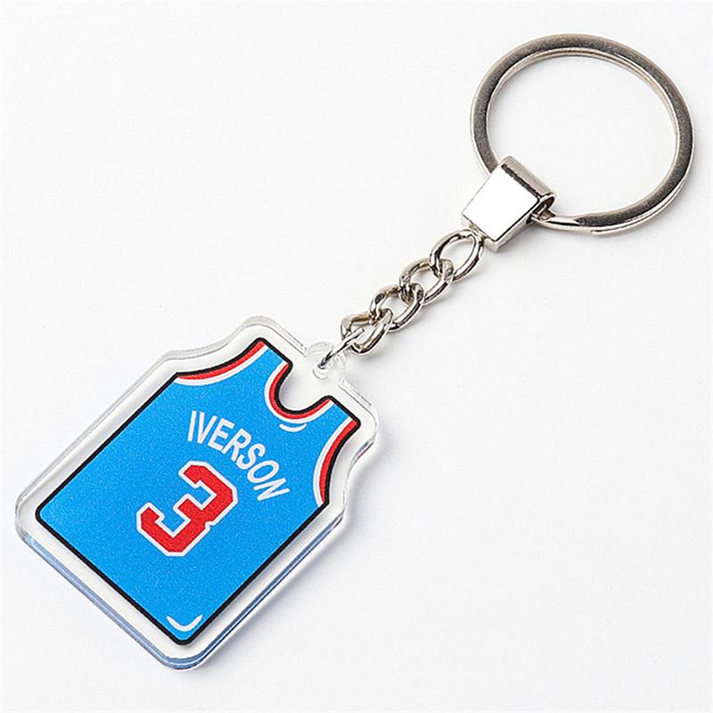 Product Introduction of Printed On Both Sides Jersey Shape Keychain Charms Sports Key Rings Basketball Fan Trinket Souvenir Accessories Gifts 22