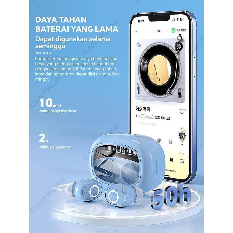 【Speicial 10% Discount 50K Voucher】TWS S9 Earphone Bluetooth Nirkabel Casing Transparan Tampilan LED Bluetooth 5.3 Pengurangan Kebisingan In-Ear Suara Stereo HIFI 360 Earphone untuk Game/Musik dan Olahraga Pengisian 10 Menit 5