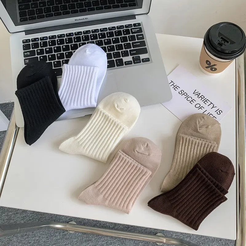 Tất Ngắn Trơn Dành Cho Nữ, Phong Cách Mùa Thu, Chất Liệu Cotton Thoáng Khí, Vớ Ống Giữa Mềm Mại, Vớ Thường Ngày Thích Hợp Cho Bé Gái, Mỏng Và Tươi Mới, 1 Đôi 4