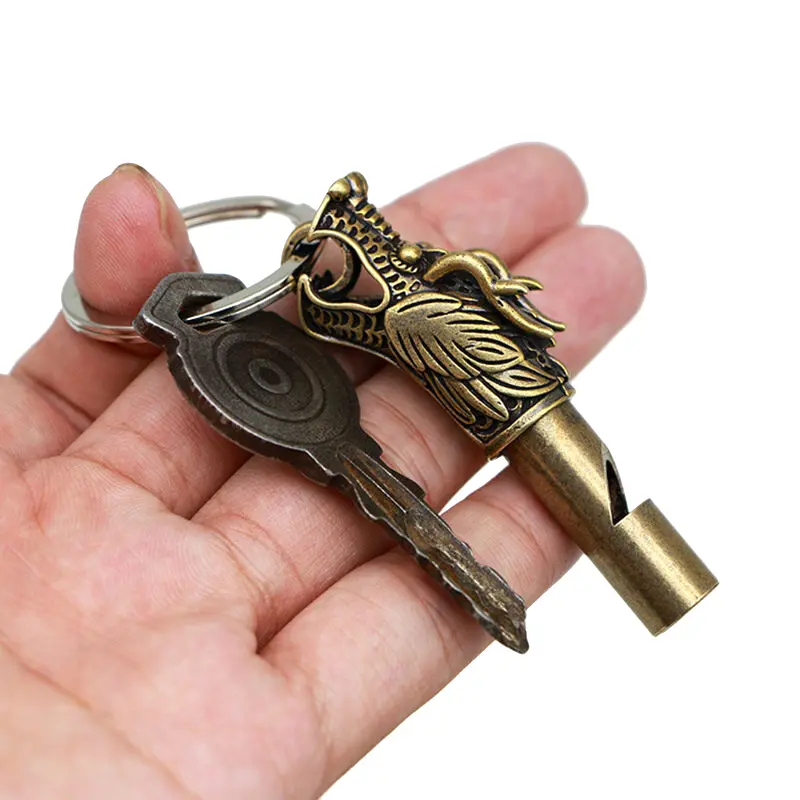 Đồ Trang Trí Còi Đồng Thau, Thiết Kế Tôn Ngộ Không Mặt Dây Chuyền Móc Chìa Khóa, Tượng Nhỏ Trang Trí Cổ Điển Đầu Rồng, Còi Đồng, Quà Lưu Niệm, Mặt Dây Chuyền Xe Hơi 3