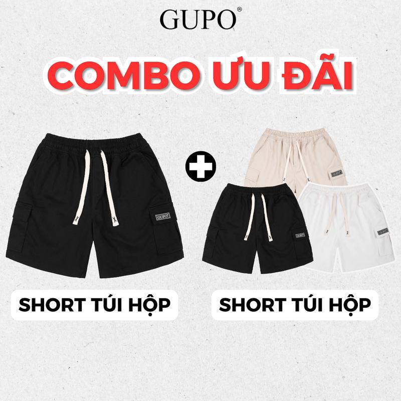 Combo 2 Quần Short Túi Hộp Kaki Cargo GUPO Unisex Nam Menswear Quần Lửng