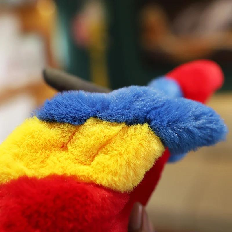 Product Introduction of 25CM Lifelike Bright Colorful Parrot Plush Toys Soft Simulation Wild Animals Stuffed Bird Doll Children Kids Gift Home Decor 8