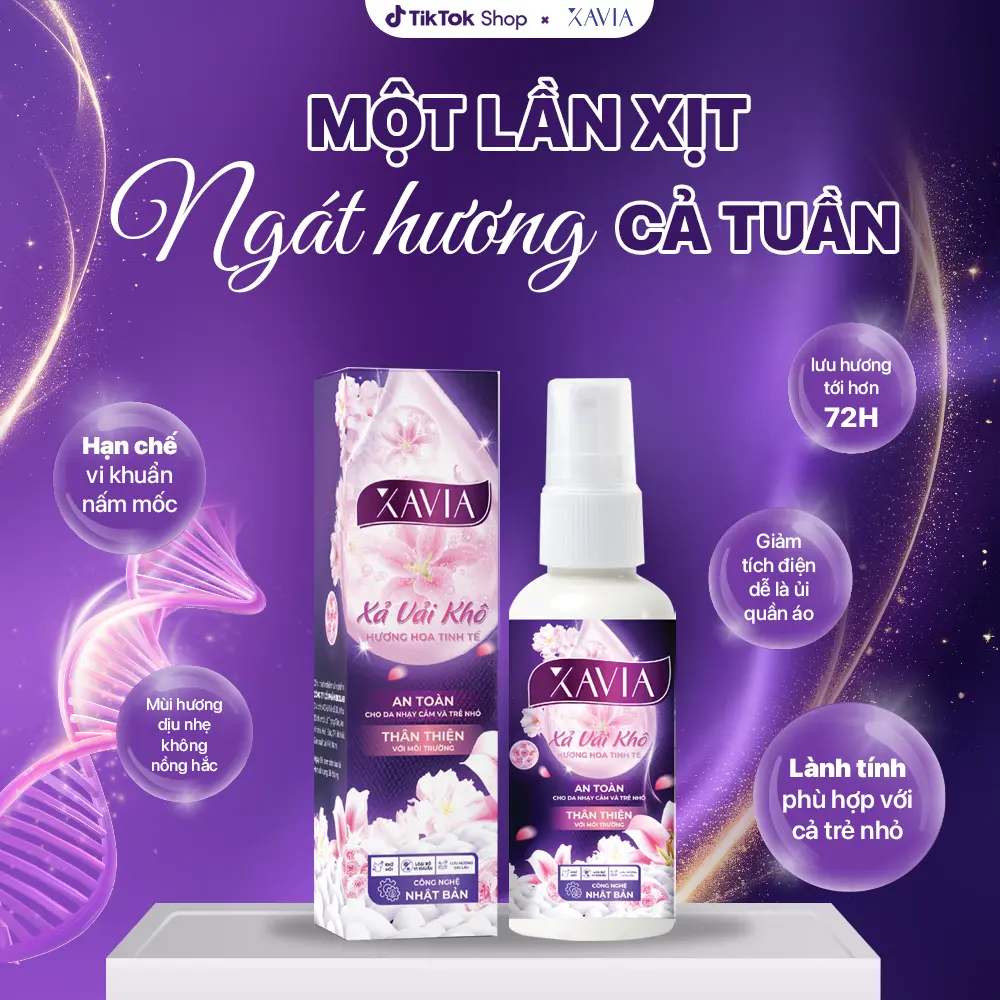 Xịt Xả Vải Khô XAVIA 100ML Khử Mùi Và Chống Khuẩn 99.9% Hương Nước Hoa, Lưu Hương Bền Lâu, Làm Mềm Sợi Vải