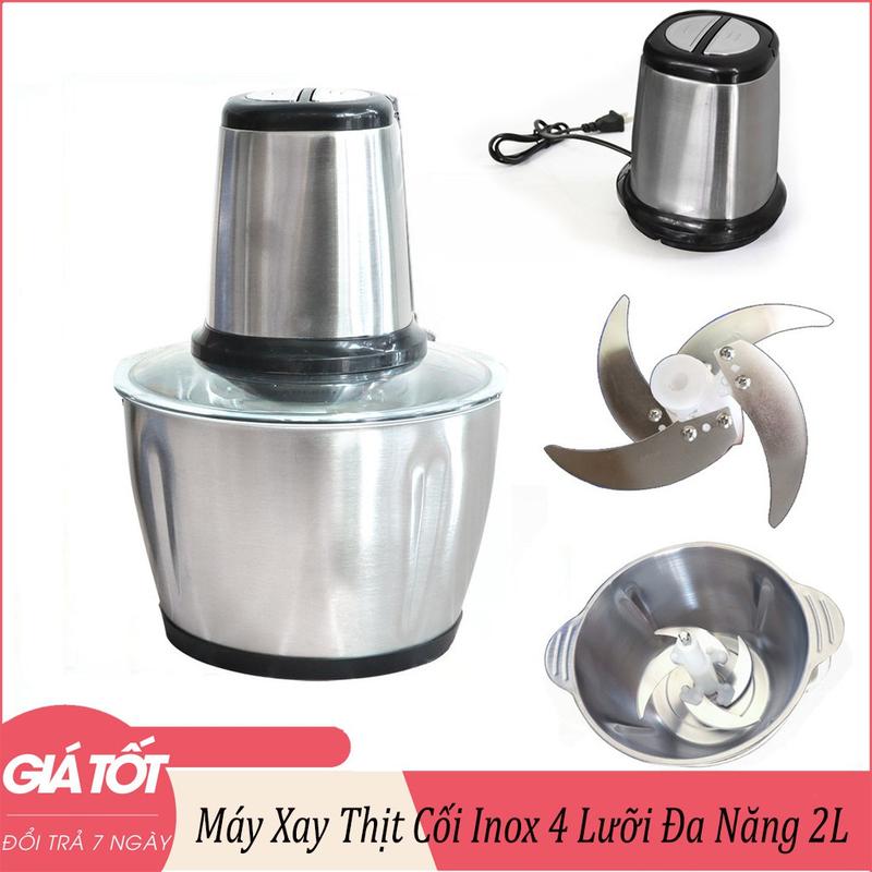 Máy Xay Thịt Đa Năng Cối 2L Inox 304,4 Lưỡi Dao Thép Không Gỉ,Say Sinh Tố Thịt, Cá, Rau Củ Hoa Quả 5