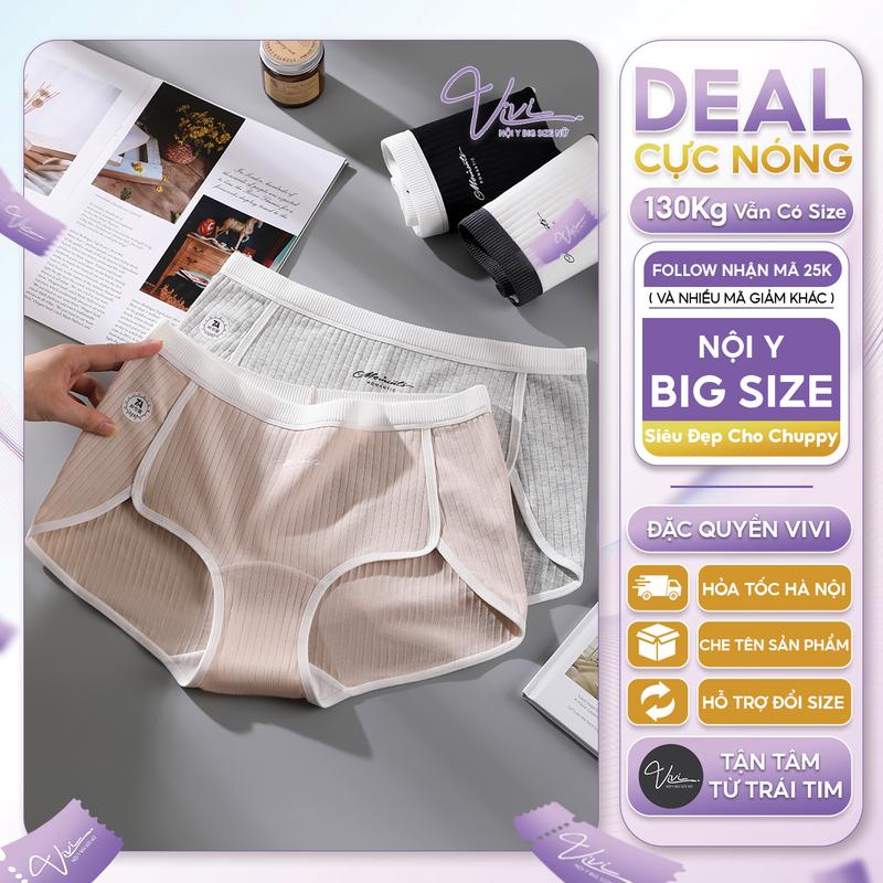 Quần lót nữ bigsize cạp cao vải cotton co dãn xẻ đùi - Nội y big size nữ - Chất liệu siêu mát Size tới 100Kg - Mã N75