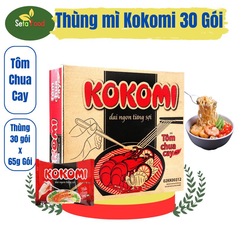 mì kokomi thùng 30 gói x 65g đang thịnh hành vị tôm chua cay dai ngon từng sợi Vị Chua Miến mì  gói