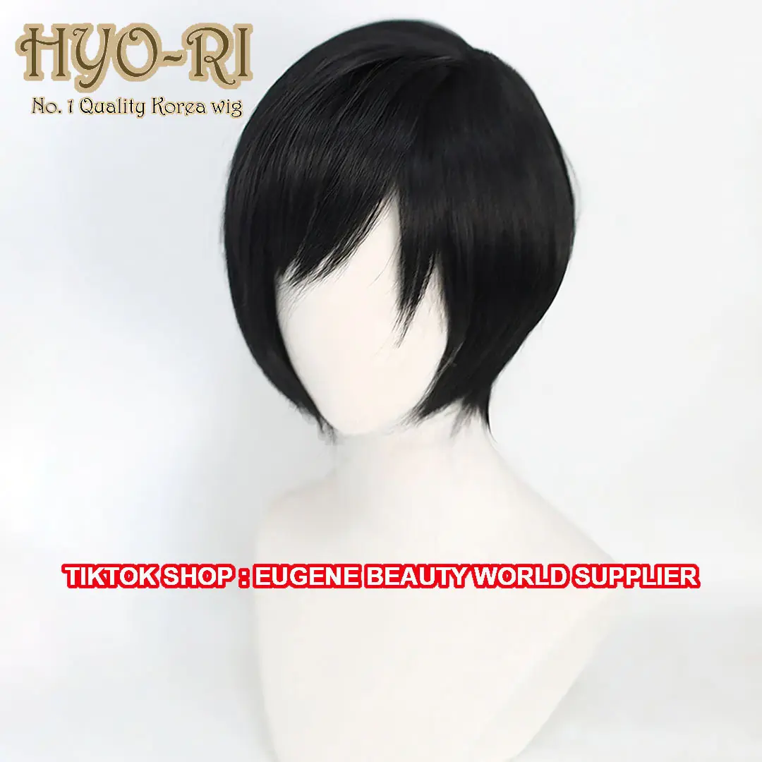 HYO-RI WIG : WIG ADA WONG WIG COSPLAY GAME RESIDENT EVIL 4 REMAKE WIG COSPLAY GAME RESIDENT EVIL 2 REMAKE WIG CEWE CEWEK WANITA PENDEK LURUS BOB HITAM BLACK PONI SAMPING