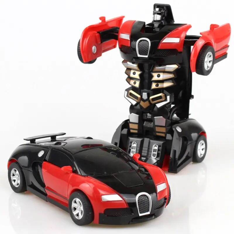 AK Mainan Mobil Inertia Collision Action Figure Transformer Toy - Blue & Red 5
