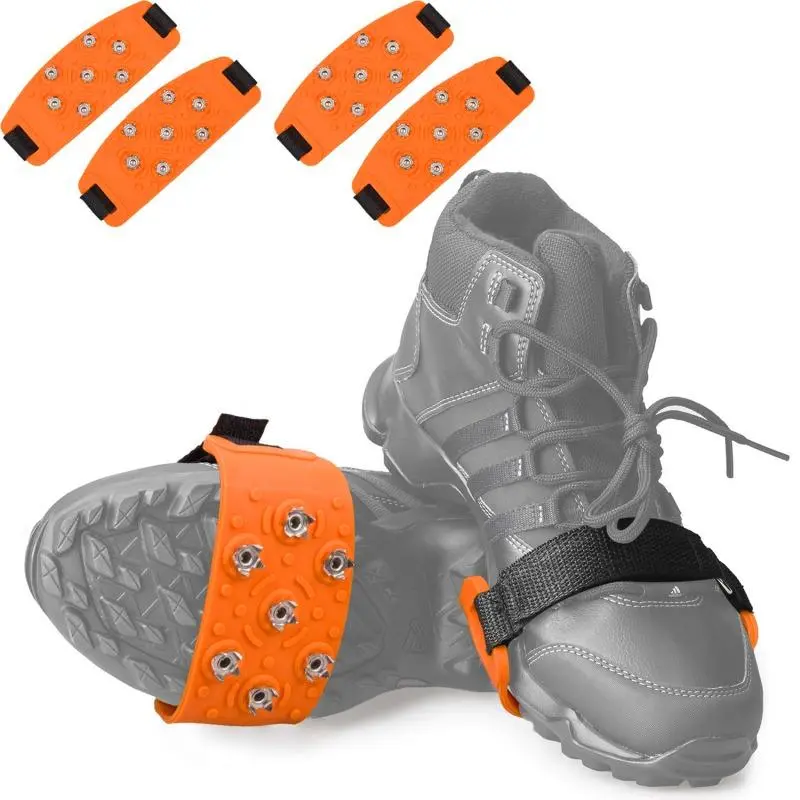 [Sports Life Outdoor Shop]Silicone Seven-tooth Velcro Crampons for Outdoor Climbing Snow Mountain Snow Non-slip Seven-tooth Velcro Adjustable Crampons