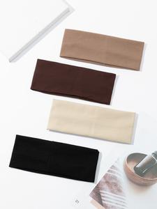 Set de 4 piezas de Diademas Deportivas Simples de Color Liso y Bloque de Gingham, Diadema Deportiva para Correr Absorbente de Sudor, Banda Elástica de Alta Elasticidad para Yoga y Fitness, Banda para el Cabello de Alta Elasticidad