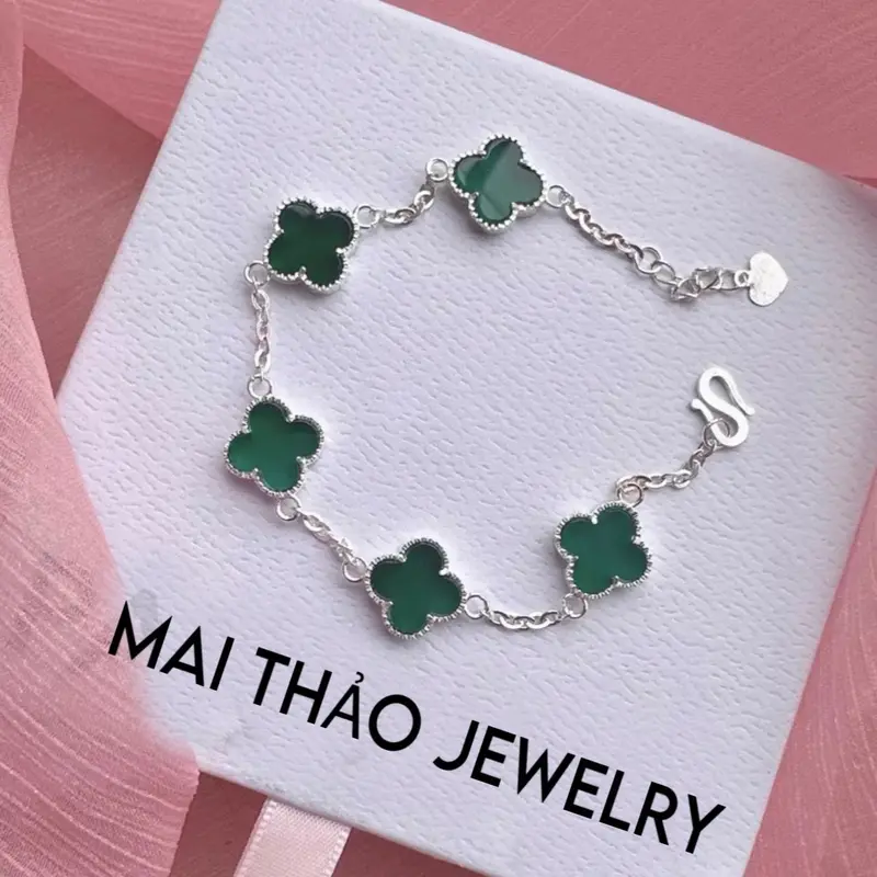 Lắc cỏ 4 lá bạc ta Tặng hộp đựng và nước rửa bạc 3