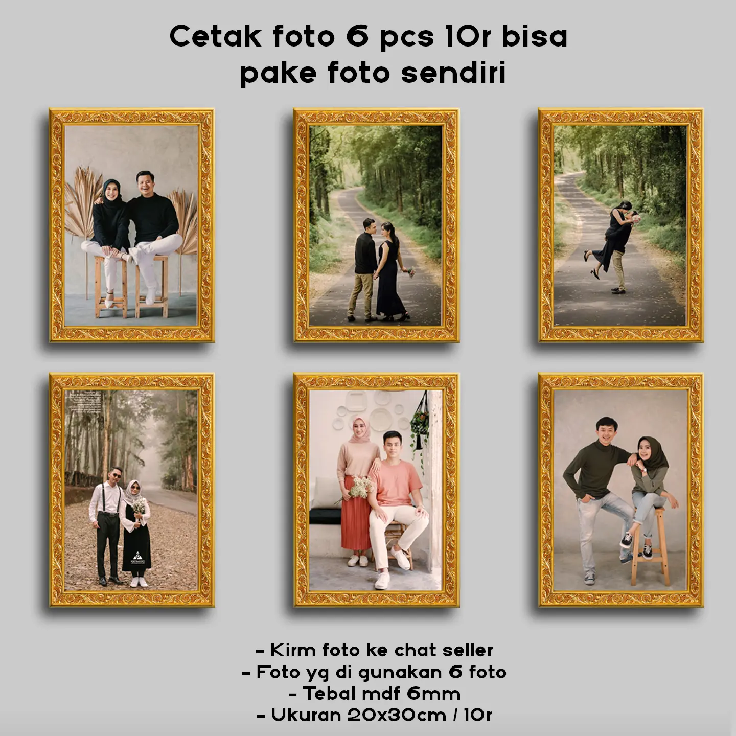 Cetak Foto sudah di bingkai paket 6 pcs CUSTOM Bingkai 3D MDF Hiasan Dinding / Walldecor Frame Box