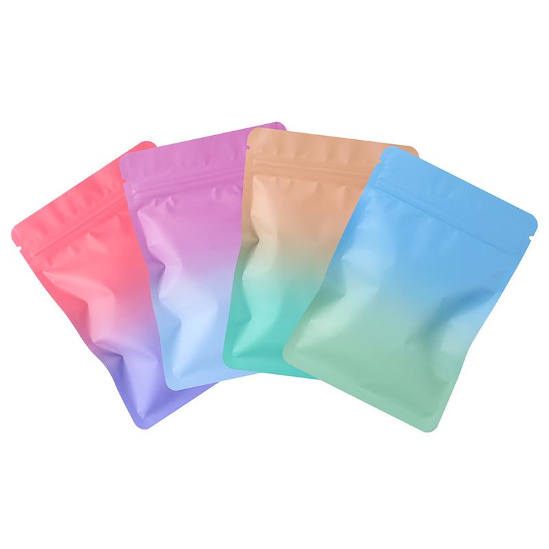 100 chiếc Túi mù hai mặt, Lì Gradient xanh lam và xanh lá cây, Túi Ziplock, Nhãn dán INS, Túi quà tặng bất ngờ, Đóng kín, Bao bì nhôm nhựa Chống Bụi 2