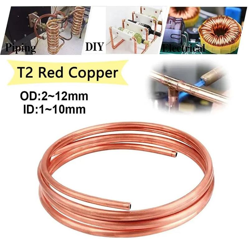 Cuộn Ống Đồng, Dài 1 Mét, 99,9% Đồng Nguyên Chất, Cuộn Dây T2 Mềm, OD 2-12mm,…
