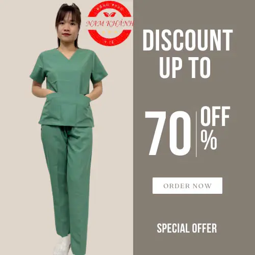 Bộ scrubs bác sĩ cổ tim - bộ blue đồng phục kỹ thuật viên, điều dưỡng, hộ lý, spa Chất Vải Lon Có Co Giãn 0