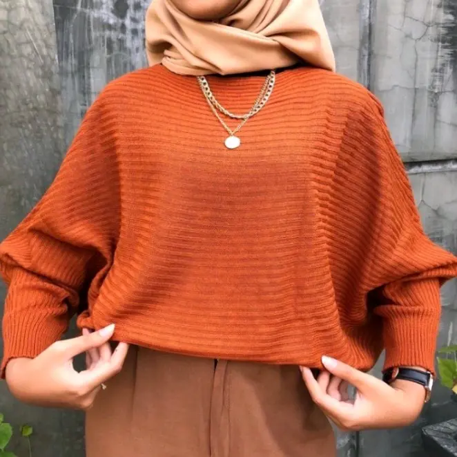 lasperal bluss Batwing real rajut berkualitas jumbo all size fit L Crew Neck