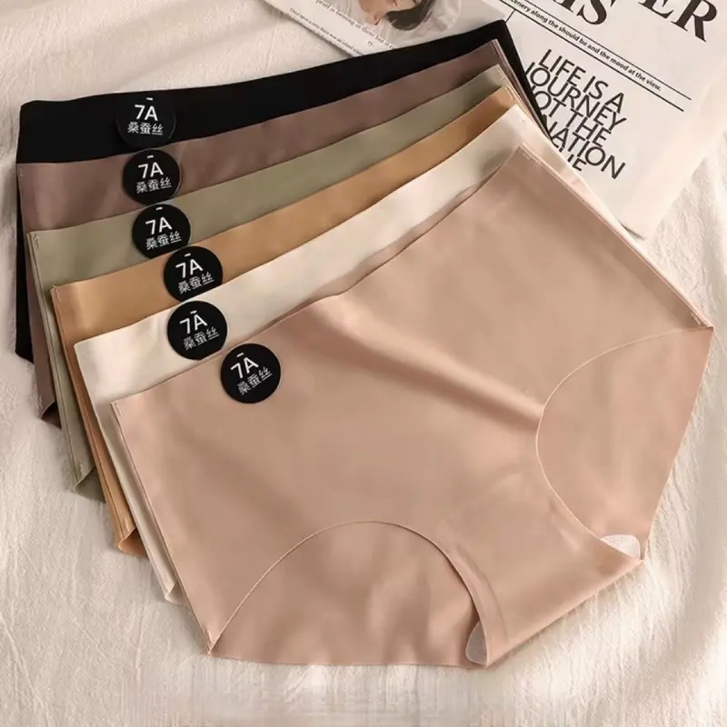 Quần Lót Nữ Su Lạnh Không Viền Trơn Màu Đáy Thông Hơi Cạp Thấp Women