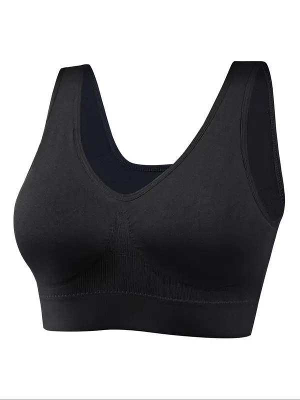 【Plus Size】 Solid Wireless Bra, Comfortable Breathable Bra, Women's Plus Size Underwear for All Seasons 4