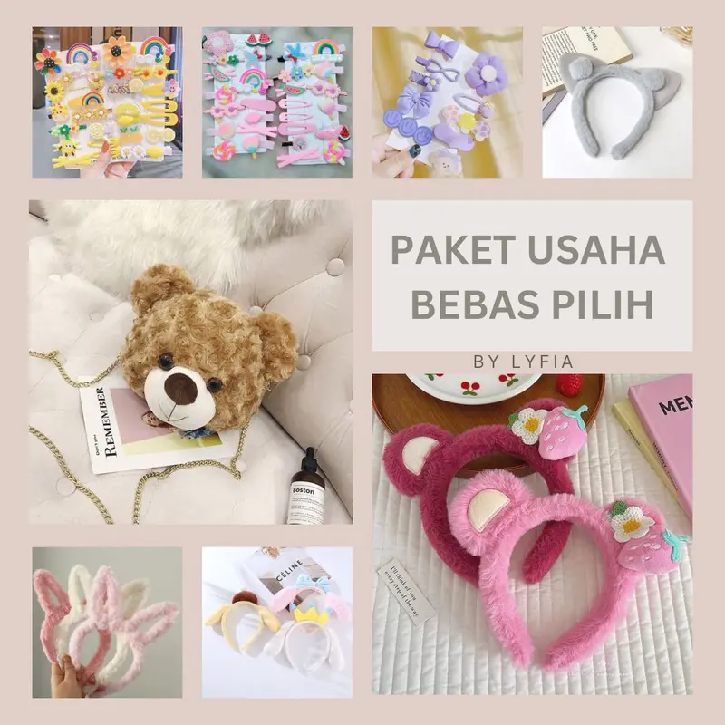 Paket Usaha Aksesoris Murah - Paket 150 Ribu Bebas Pilih Bando, Alat Make Up, Jedai, Kalung, Ikat Wanita Scrunchies Dll 1