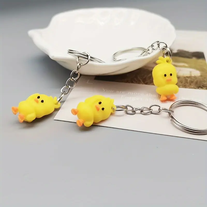 Dancing Yellow Duck Keychain - Creative PVC Doll Charm for Phones & Party Favors 8