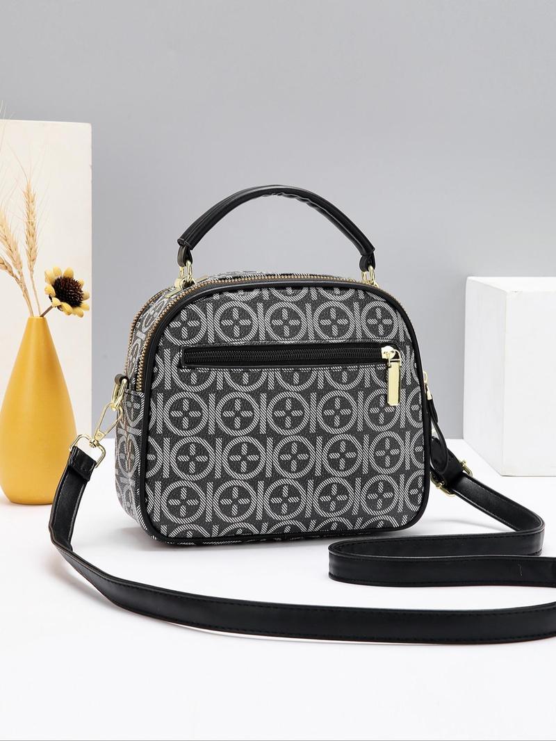 Product Introduction of Women's Elegant Fashion Geometric Pattern Handbag, Multi-functional Large Capacity Crossbody Bag, Fashion Designer Bag for Daily Use 4