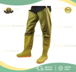 Sepatu Tani Sepatu Boot sawah Ladang Nelayan Kebun Mancing sepaha tinggi 80 cm Oranye anti keong Sawah Boots Sawah Karet