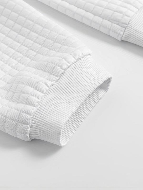 Men's Plain Waffle Round Neck Summer Sports Sweatshirt, Regular Fit Casual Comfy Long Sleeve Pullover for Spring & Fall, Men's Sportswear Longsleeves Crewneck Tops for Indoor Outdoor Gym Workout Running, Menswear 3