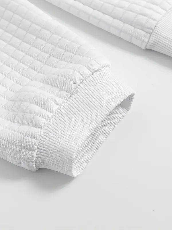 Men's Plain Waffle Round Neck Summer Sports Sweatshirt, Regular Fit Casual Comfy Long Sleeve Pullover for Spring & Fall, Men's Sportswear Longsleeves Crewneck Tops for Indoor Outdoor Gym Workout Running, Menswear 3