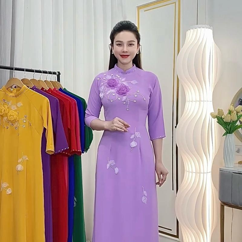 ÁO DÀI THÊU TAY LỤA MỸ CAO CẤP 7