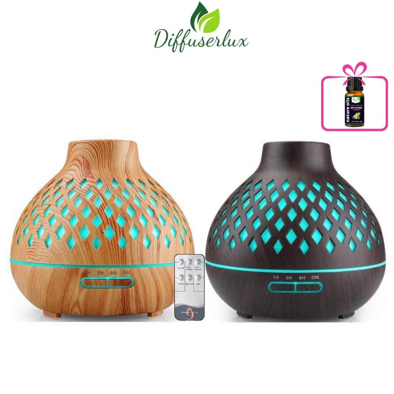 Máy Xông Tinh Dầu Máy Khuếch Tán Tinh Dầu đèn lồng lưới 550ml có đèn led 7 màu khuếch tán phun tinh dầu - DIFFUSER LUX Tạo Độ Ẩm Phun Sương