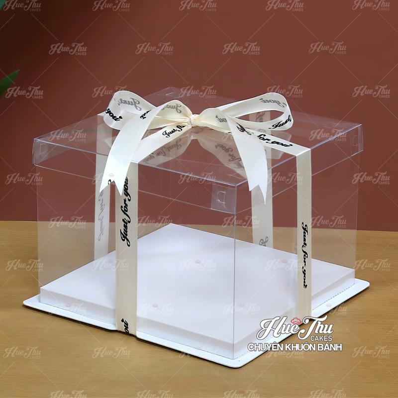 Hộp đựng bánh Mica Vuông trong suốt 11/13/16/22/26/28/30/32/34/36cm (cao 15-45cm, kèm đế) đựng bánh sinh nhật, quà tặng 1