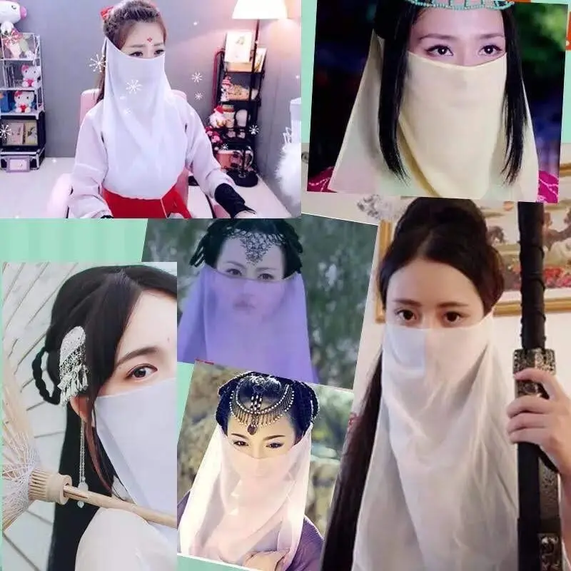 Khăn che mặt cổ trang trung quốc có sẵn có loại vải, inbox chọn mẫu) Lụa Lụa Lụa Cotton Women Accessories