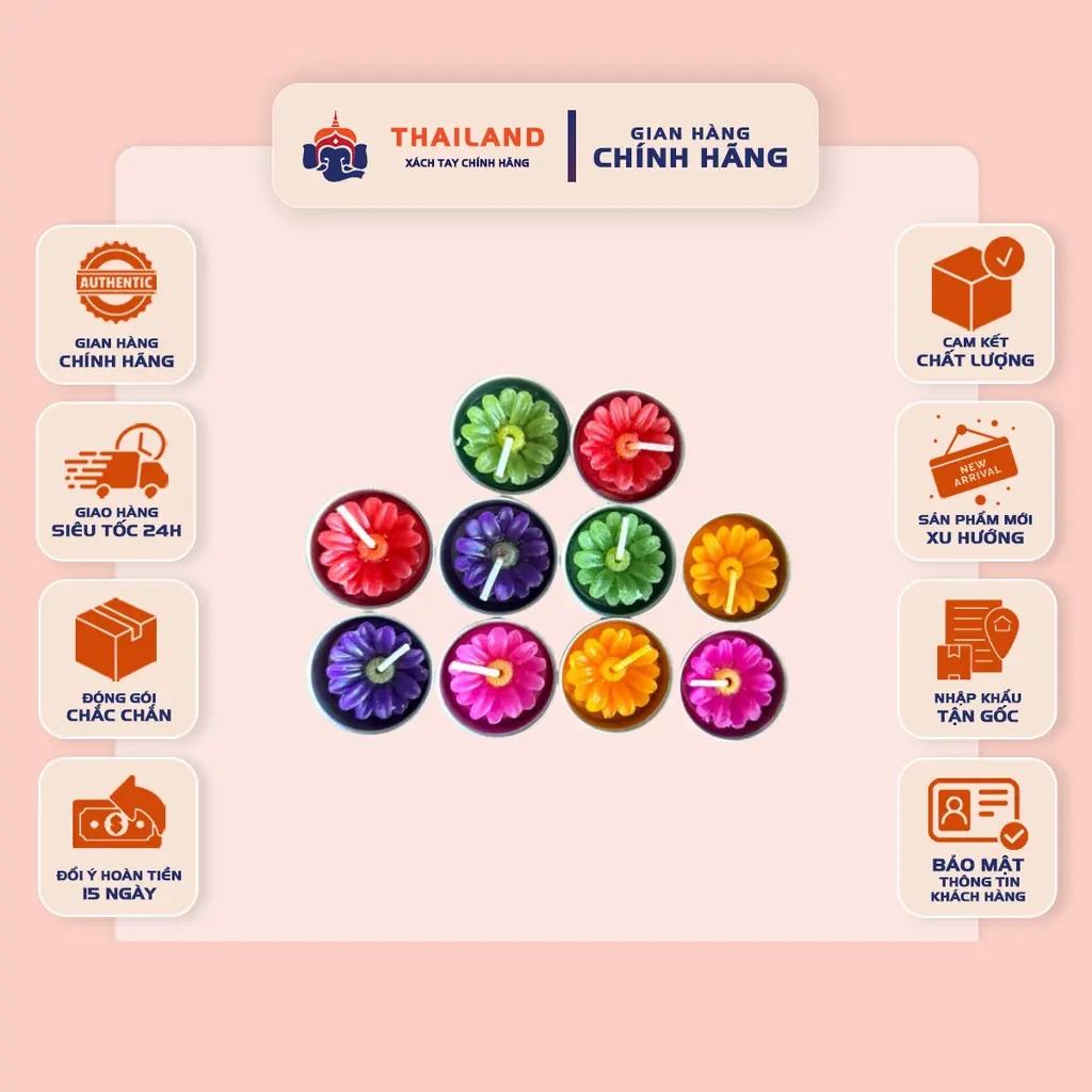 LẺ 01 LỌ NẾN - Nến Thơm Hoa Handmade Thái Lan – Thơm Lâu, Thư Giãn, Trang Trí Không Gian