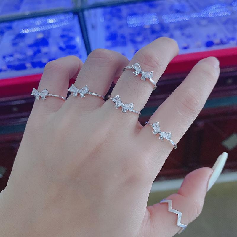 Nhẫn nữ bạc ta hình nơ nhỏ xinh_Bạc đẹp Hải hạnh HHJ